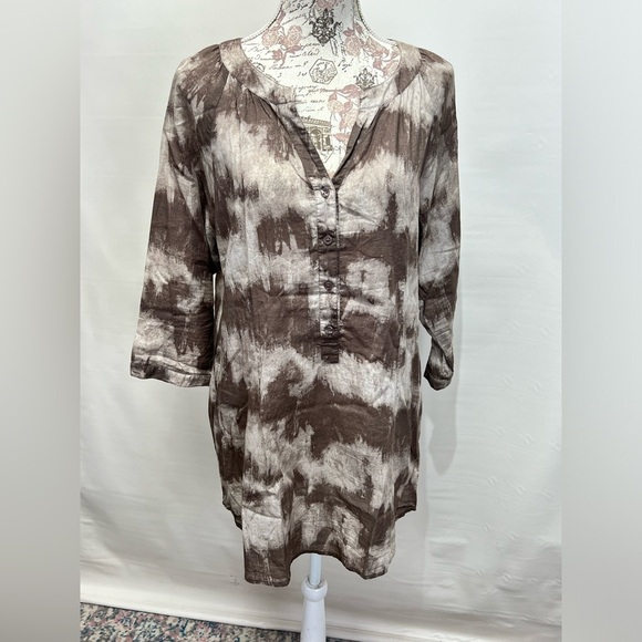 🛍️COLDWATER CREEK brown tie dye tunic top size L. - Picture 8 of 12